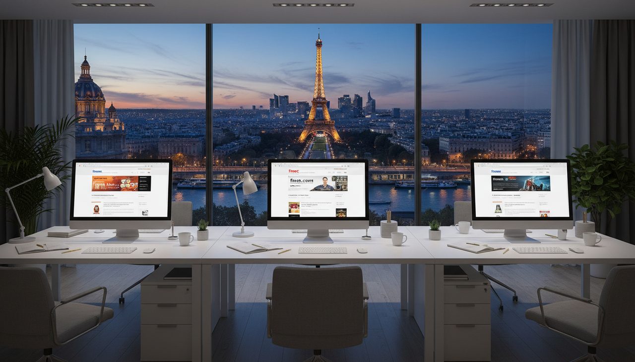French websites displayed on screen with .fr domain extensions