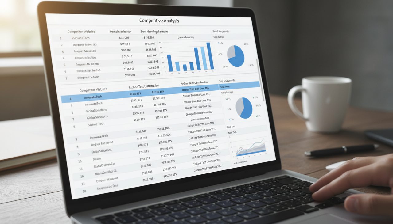 Competitive analysis spreadsheet comparing multiple website backlink profiles