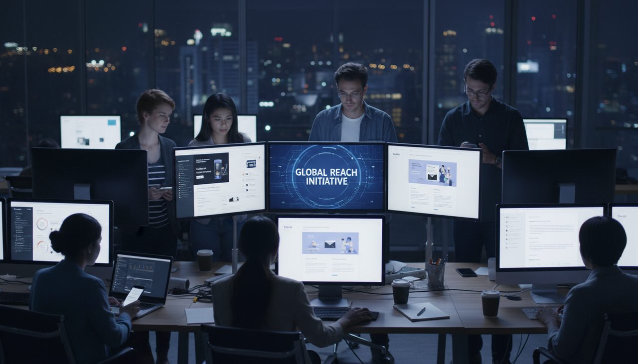 Marketing team launching a digital outreach campaign