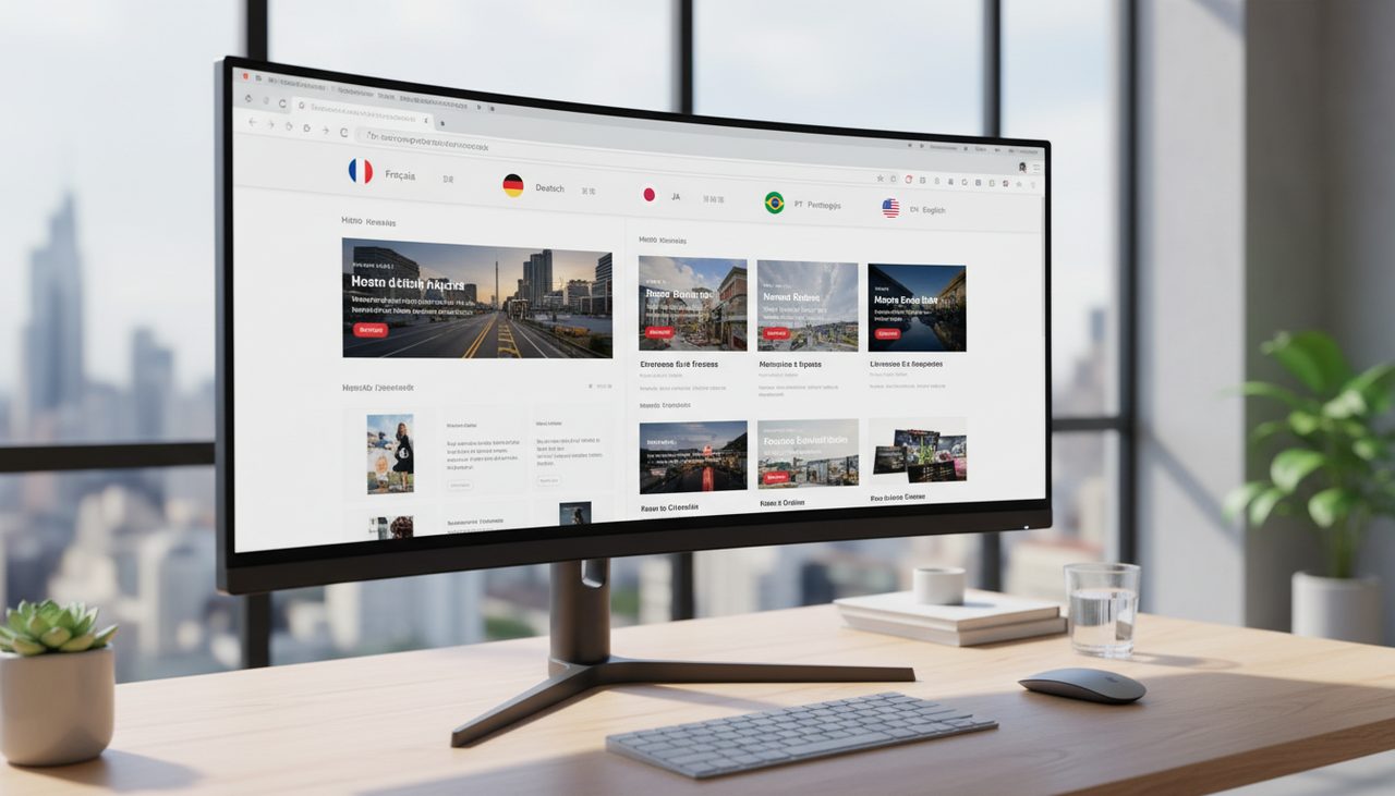 Multiple country flags displayed on browser tabs showing different language vers