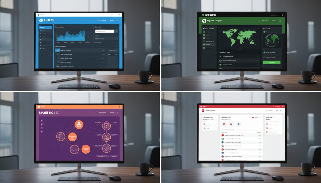 Multiple netlinking platform interfaces displayed on screen for comparison